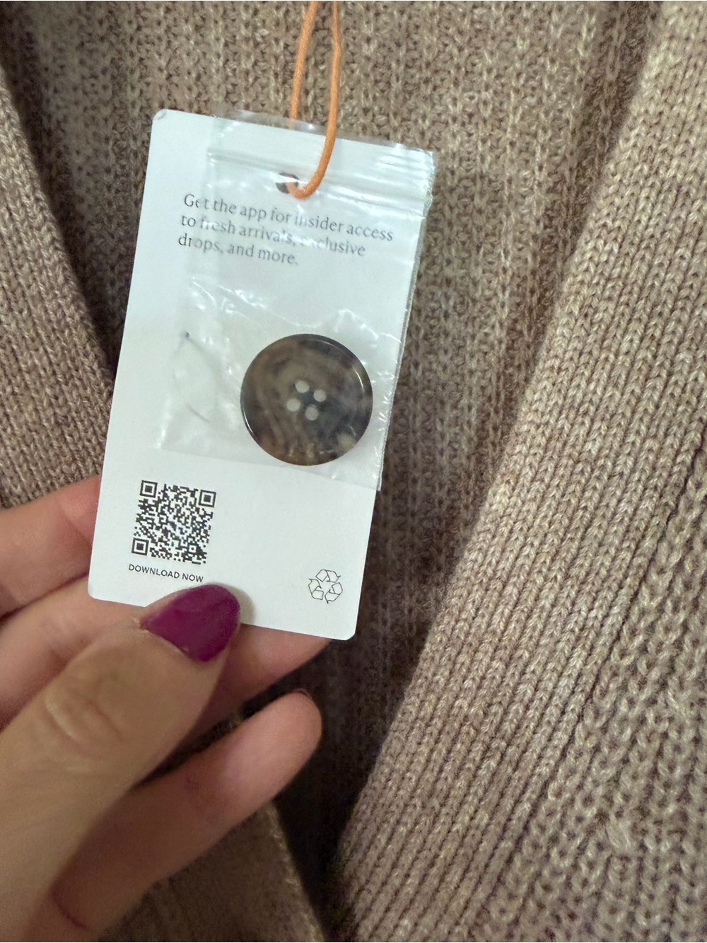NWT Quince Mongolian Cashmere Oversized Boyfriend Cardigan. Oatmeal - M - Picture 9 of 9